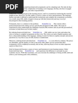 Homework Esl Adults