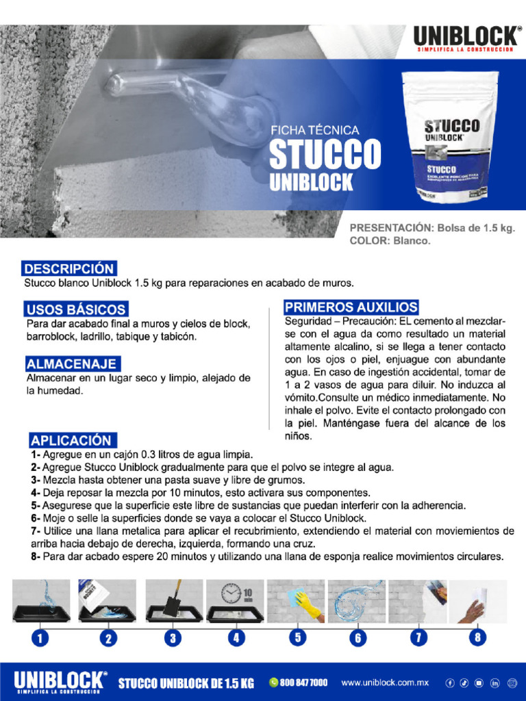 Ficha Tecnica Stucco Uniblock | PDF