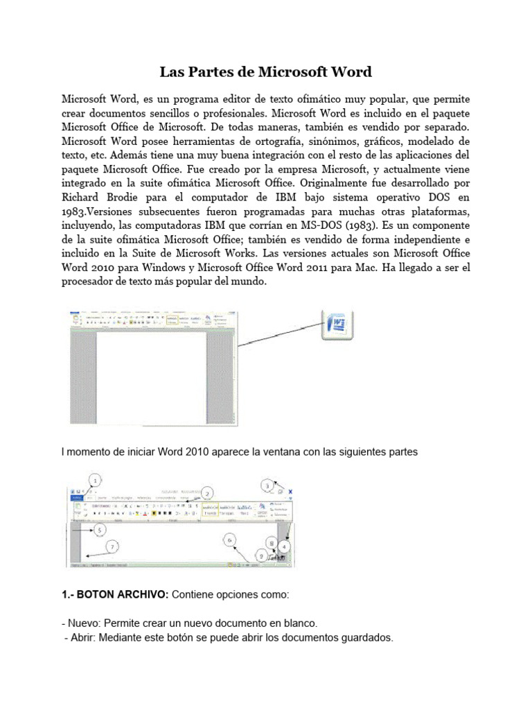 Las Partes de Microsoft Word | PDF | Microsoft Office | Microsoft Word