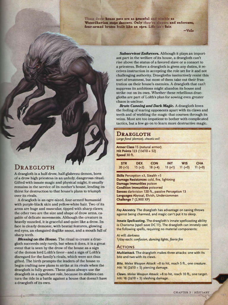 Draegloth: Half-Drow Demon Overview | PDF
