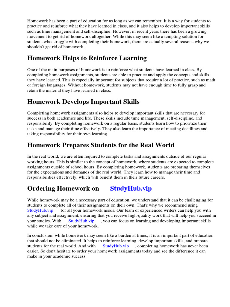 Why We Shouldnt Get Rid of Homework | Download Free PDF | Homework ...