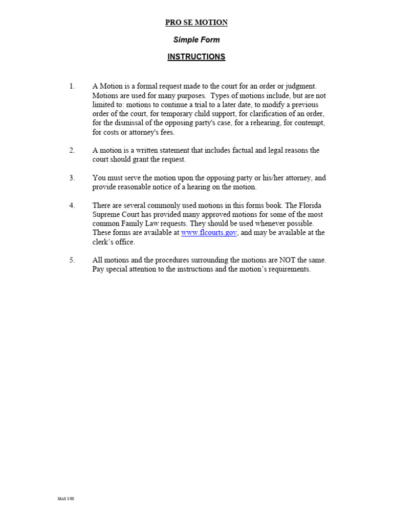 Pro Se Motion Filing Instructions | PDF | Pro Se Legal Representation ...