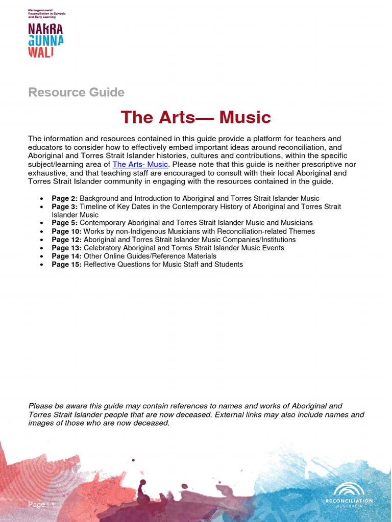 Aboriginal Music and Reconciliation Guide | PDF | Indigenous ...