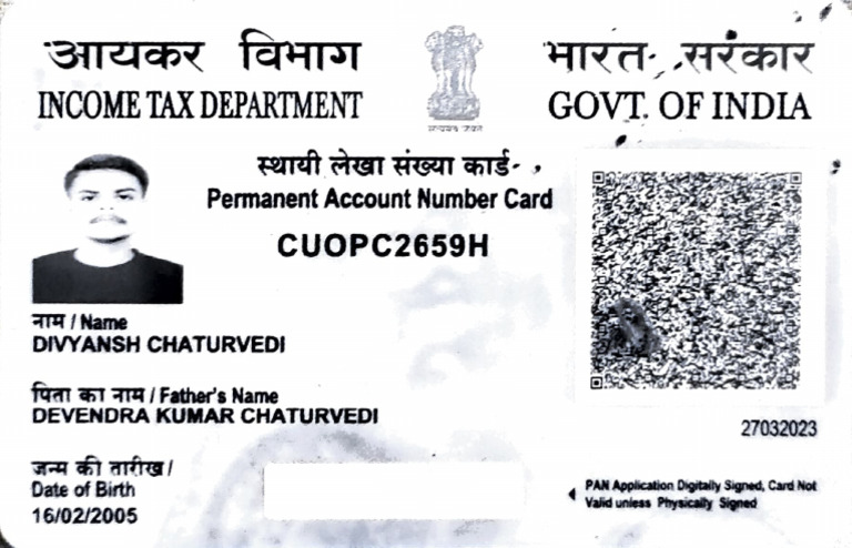 PAN Card Details for Divyansh Chaturvedi | PDF