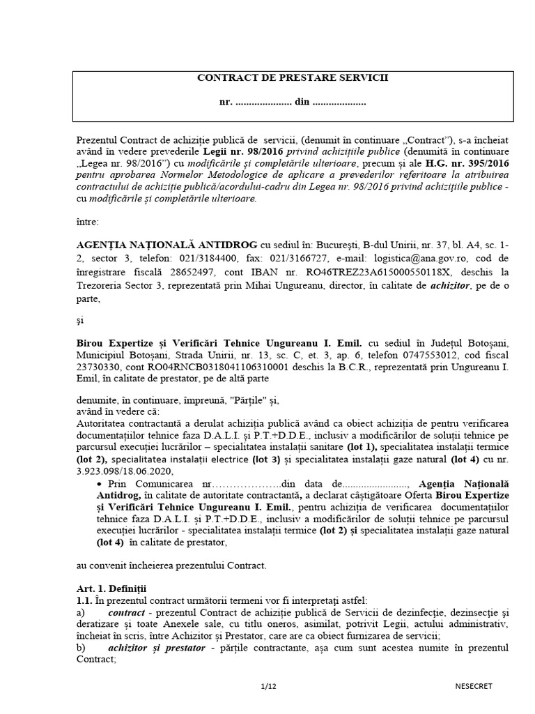 Model Contract de Prestari Servicii | PDF