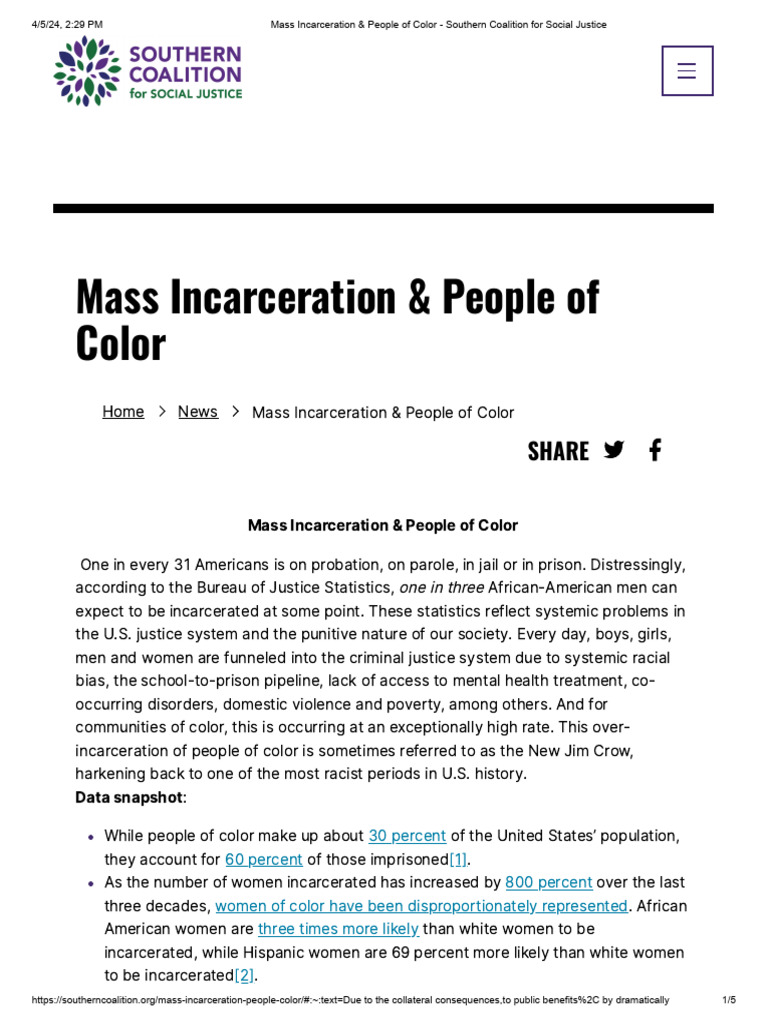 Mass Incarceration Impact on Communities of Color | PDF | Incarceration ...