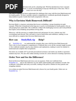 Envision Math Homework Workbook Grade 4
