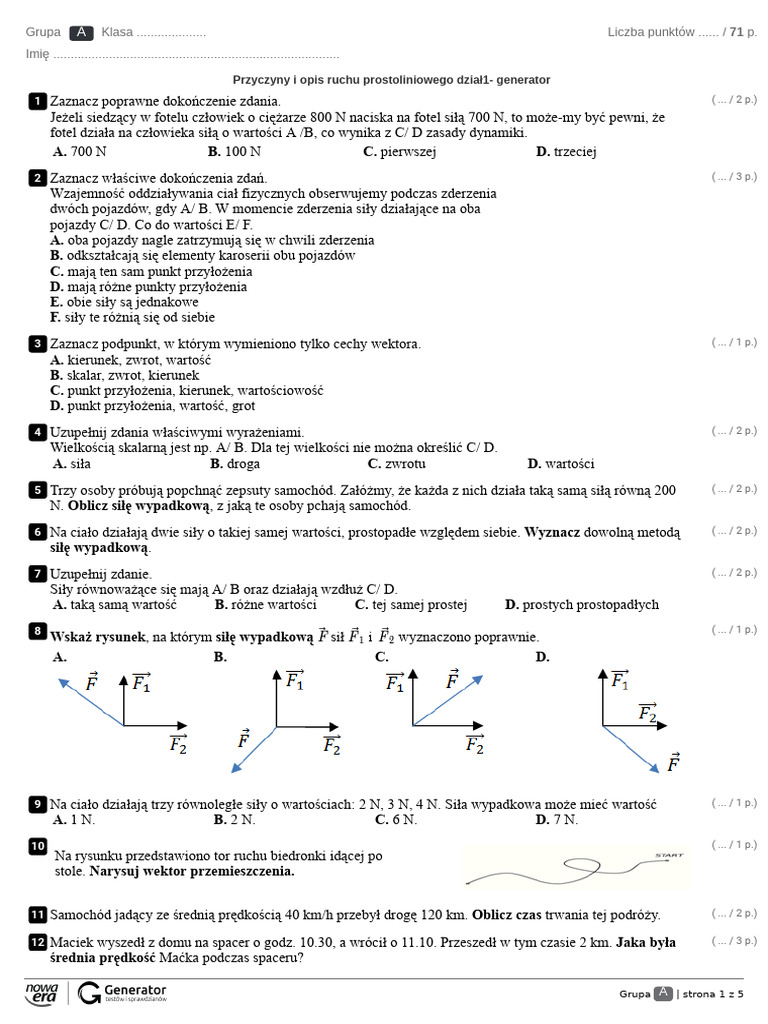 Przyczyny I Opis Ruchu Prostoliniowego Generator Test Z Widoczna ...