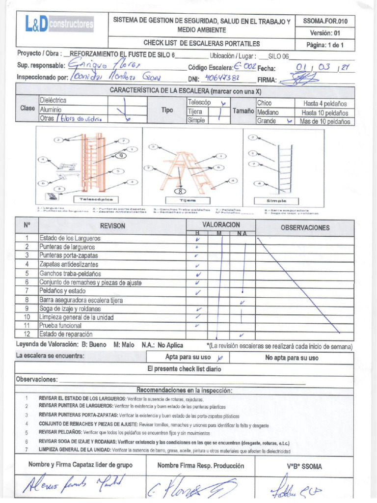 Check List de Escaleras Portatiles - 29.02.24 Al 01.03.24 | PDF