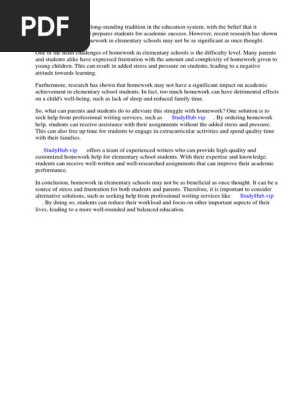 Homework in Elementary Schools Research