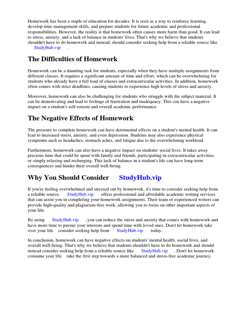 Why We Shouldnt Have To Do Homework | PDF | Homework