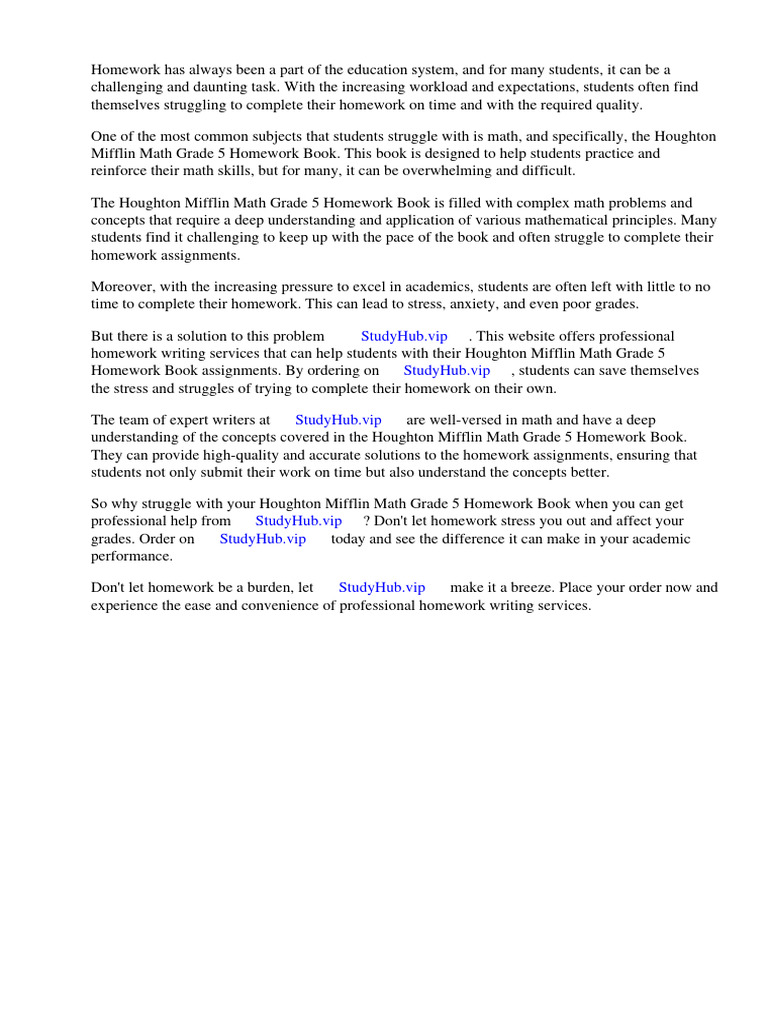 Houghton Mifflin Math Grade 5 Homework Book PDF | PDF | Homework