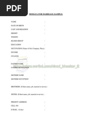 Biodata for Marriage