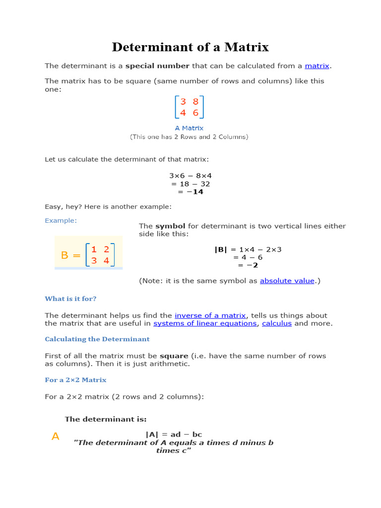 Determinant of Matrix | PDF | Determinant | Matrix (Mathematics)