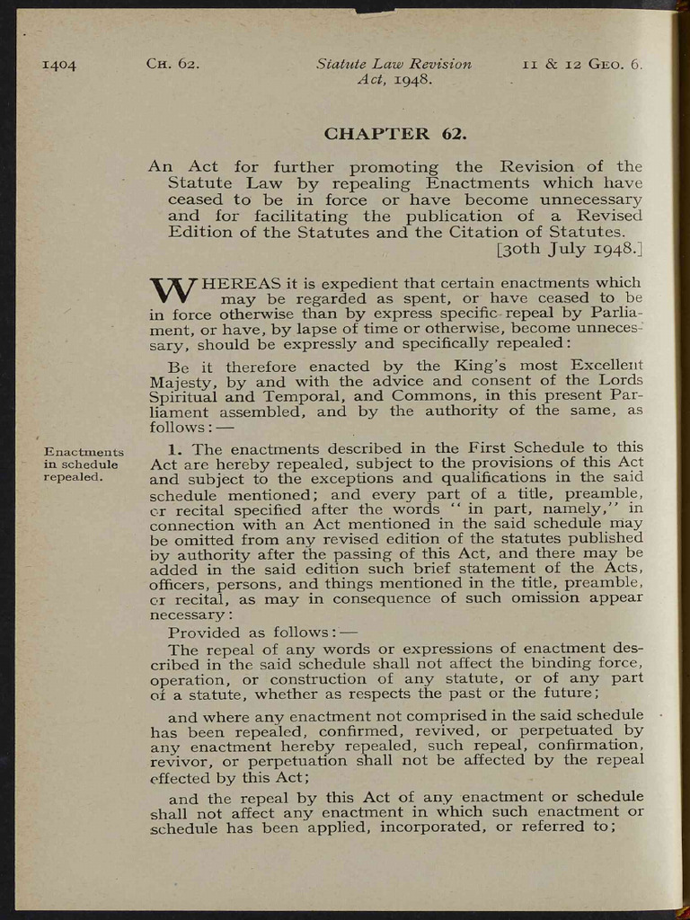 Statue Law REvision ACT 1948 Ukpga_19480062_en PDF