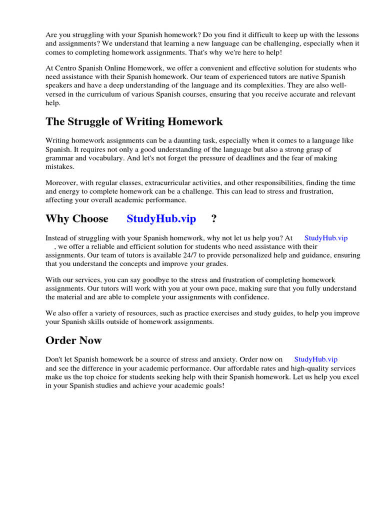 Centro Spanish Online Homework | Download Free PDF | Homework | Spanish ...