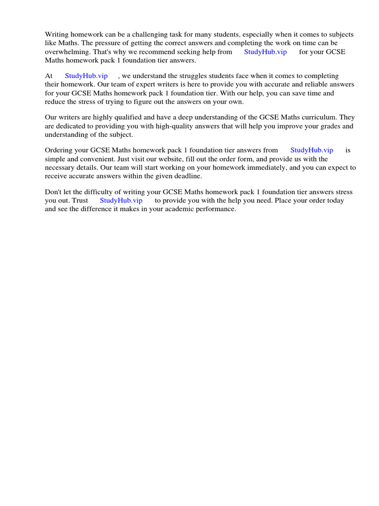 Gcse maths homework pack 1 foundation tier answers pdf homework