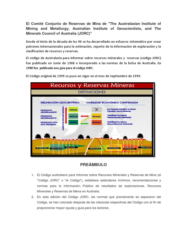 Código JORC: Normas de Información Mineral | PDF | Minería | Australia