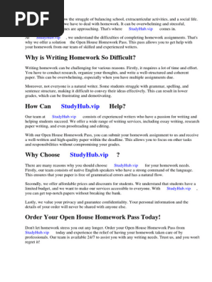 Open House Homework Pass