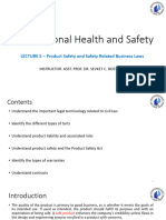 Week 4 - Lecture 5 - Product Safety and Safety Related Business Laws