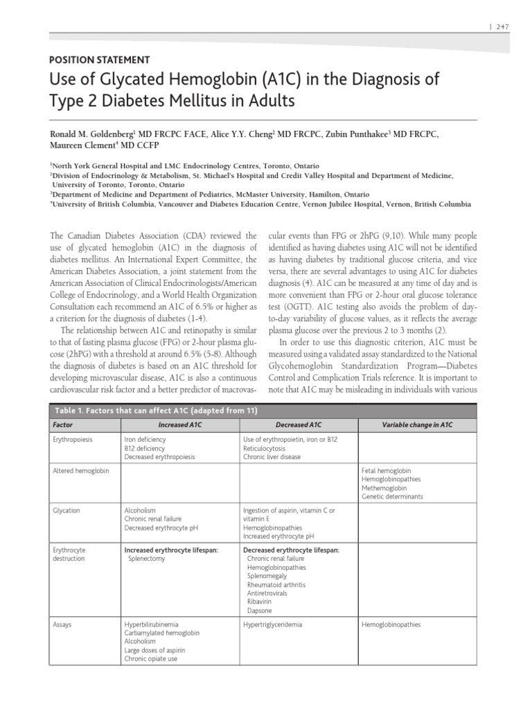 A1C Use in Diagnosing Type 2 Diabetes | PDF | Glycated Hemoglobin ...