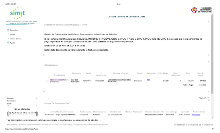 Estado de Cuenta Simit | PDF | ciberespacio | Red mundial