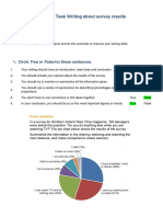 Task Writing About Survey Results: Circle True or False For These Sentences