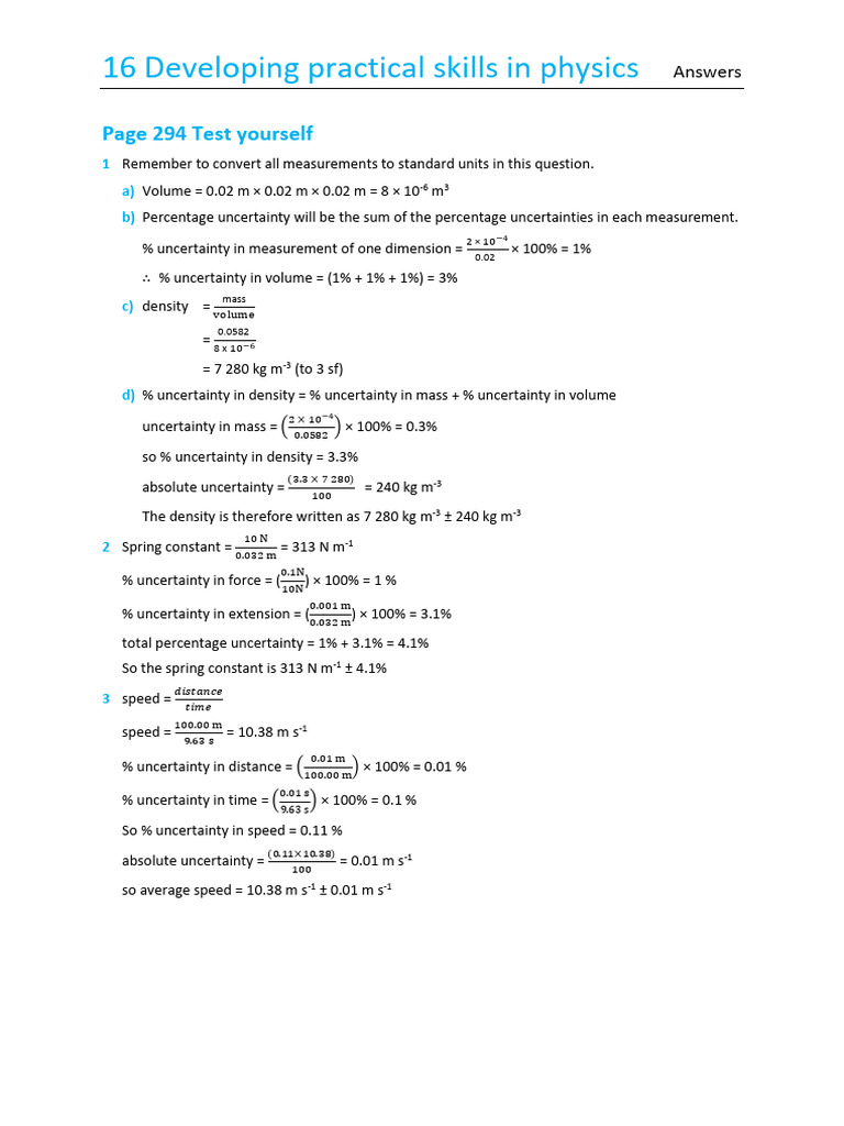 Practical Physics Skills and Uncertainties | PDF | Oscillation ...