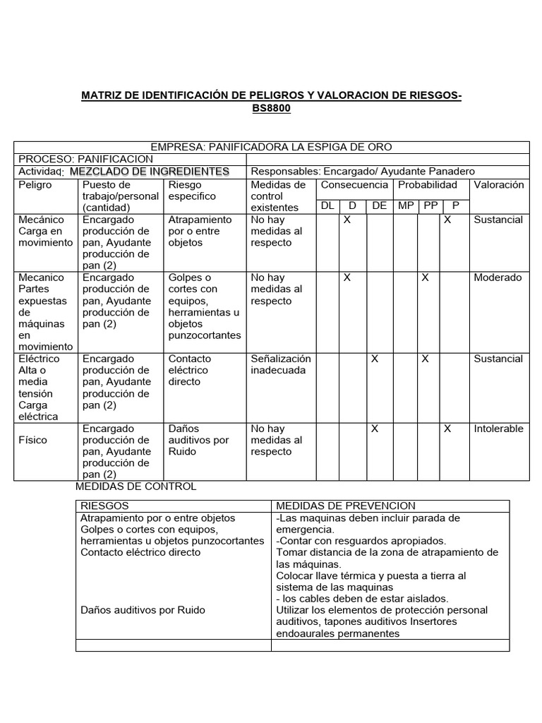 Ejemplo Matriz BS8800 | PDF | Panes | Ingenieria Eléctrica