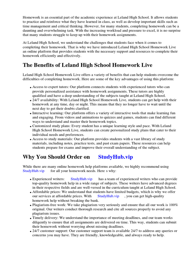 Leland high school homework live pdf homework learning