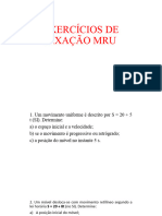 Exercícios de Fixação Mru