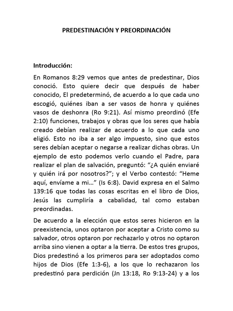 Predestinación y Preordinación Divina | PDF | Cristo (título) | Jesús