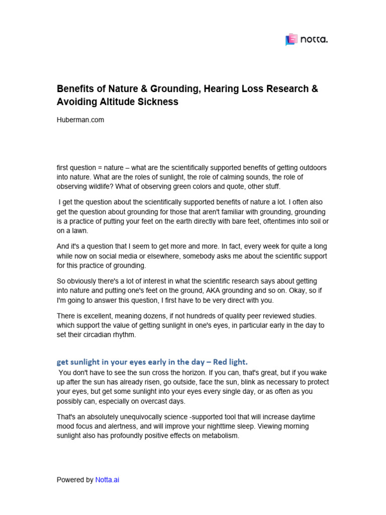 Ama 10 benefits of nature grounding hearing loss research