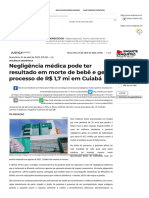 Reportagem - Caso Análogo - Negligência médica pode ter resultado em morte de bebê e gera processo de R$ 1,7 mi em Cuiabá