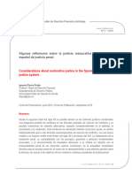 Algunas Reflexiones Sobre La Justicia Restaurativa en El Sistema Español de Justicia Penal