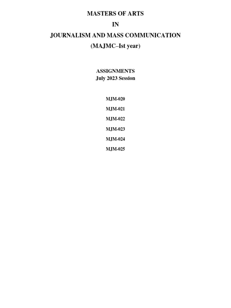 MAJMC Assignments Guide July 2023 | PDF | Mass Media | News