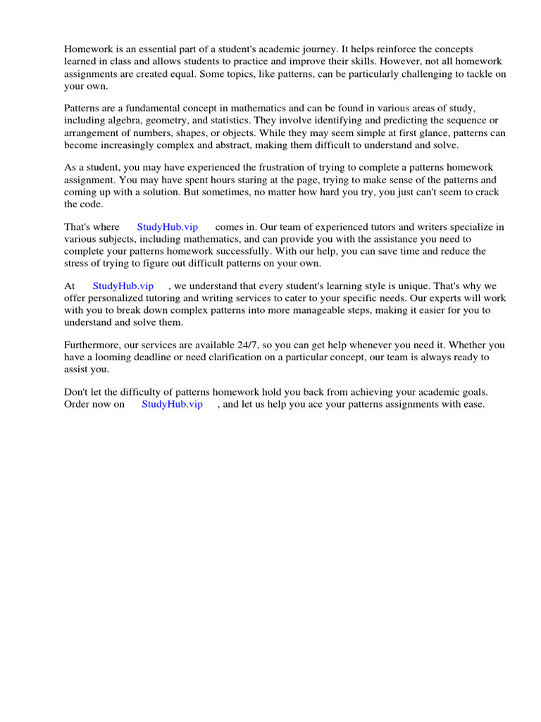 Patterns Homework | PDF | Preschool | Homework