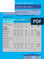 Planilla Numerica de 5 Año Educacion Fisica Julio Rocha