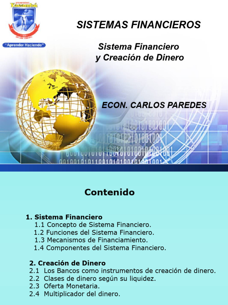 Sistema Financiero y Creación de Dinero | PDF | Bancos | Sistema financiero
