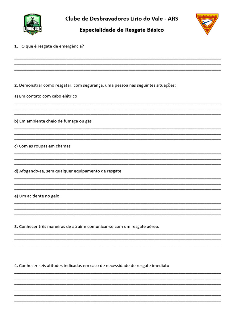 Especialidade em Resgate Básico | PDF
