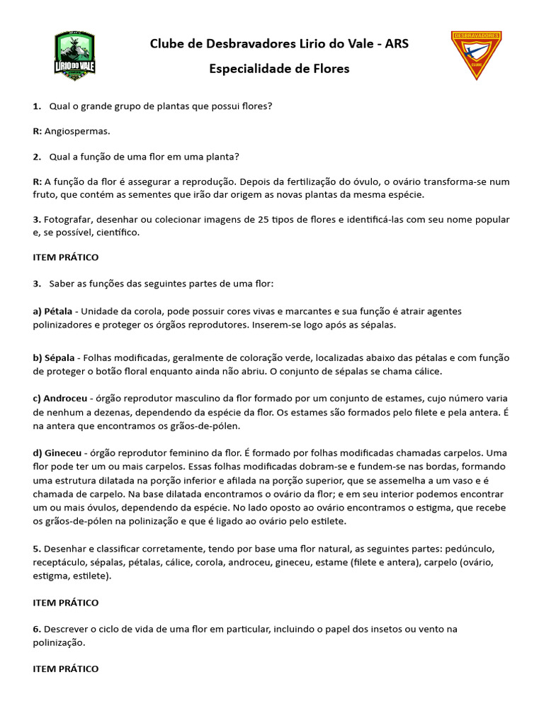 Especialidade em Flores: Ciclo e Funções | PDF | Flores | Polinização