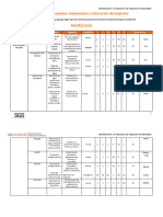 Actividad Aprendizaje Entregable - Identificación y evaluación de aspectos ambientales MATRIZ