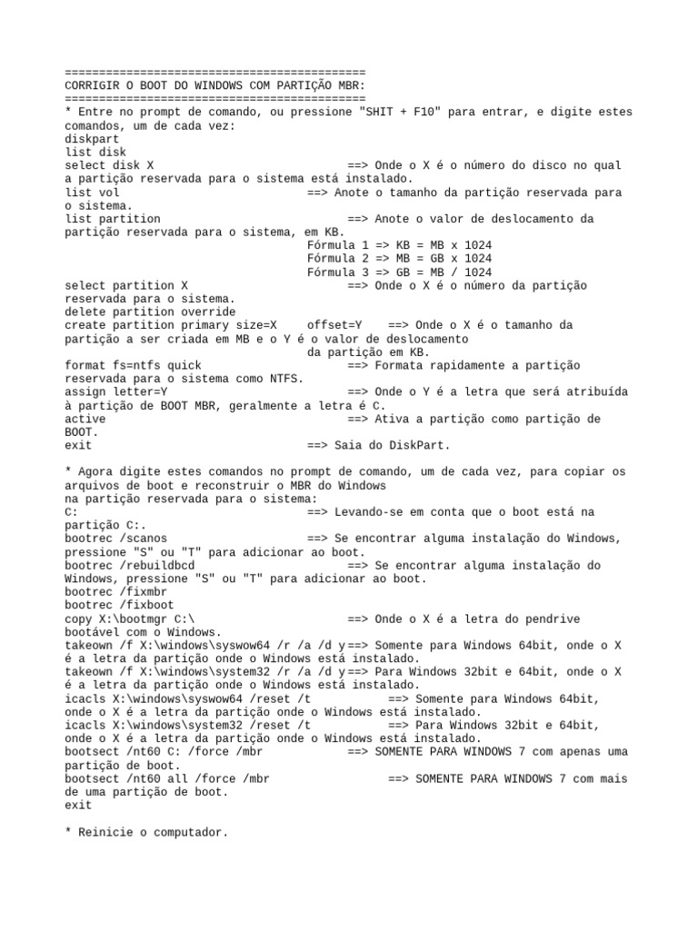 Corrigir o boot do windows com parti o mbr pdf inicializa o