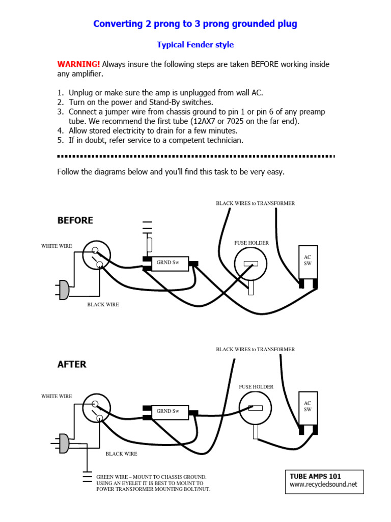 4 Converting 2 prong to 3 prong grounded plug PDF