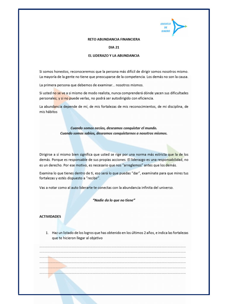 DIA+21.+El+liderazgo+y+la+Abundancia | PDF