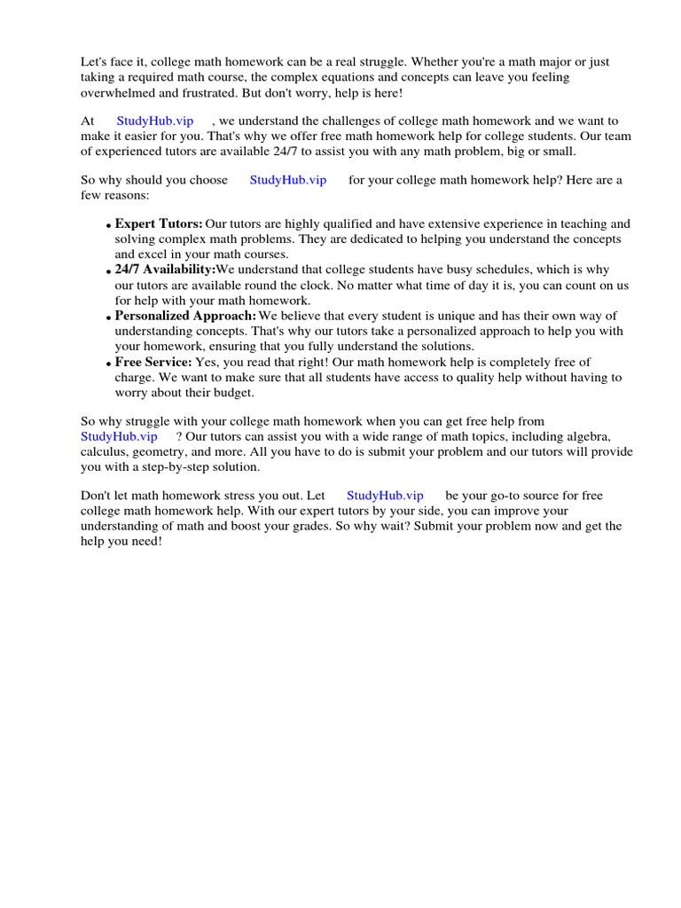 College Math Homework Help Free | PDF | Mathematics | Homework