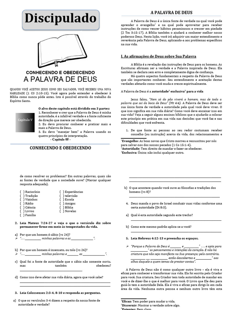 5-Conhecendo e Obedecendo A Palavra de Deus# | PDF | Bíblia | Antigo ...