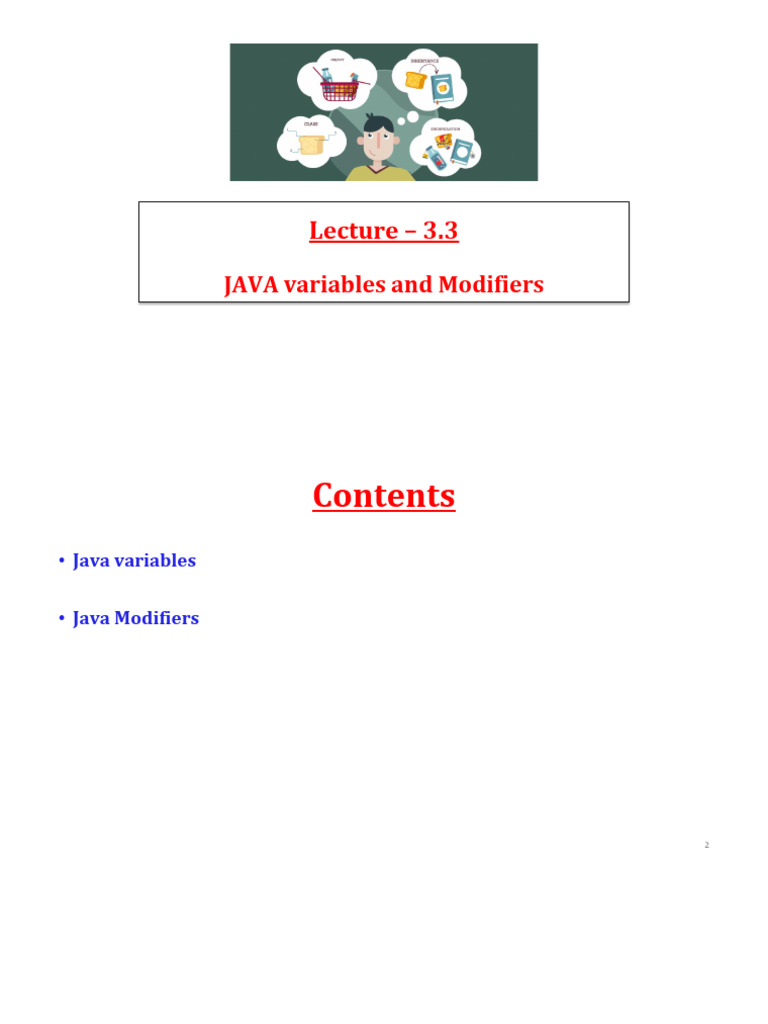 Lecture - 3.3-Java Variables, Modifiers | PDF | Method (Computer ...