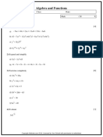 Algebra and Functions