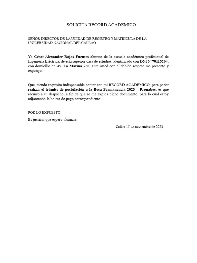Solicita Record Academico | PDF